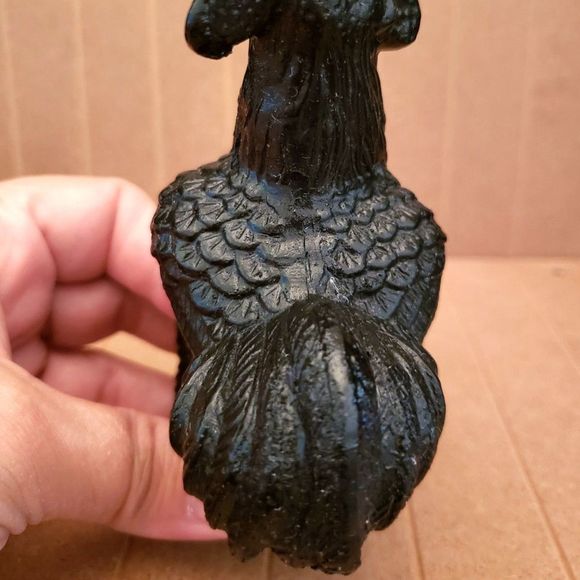 Black Coal Rooster Figurine Chicken Decor Farmhouse Vintage - Picture 13 of 14